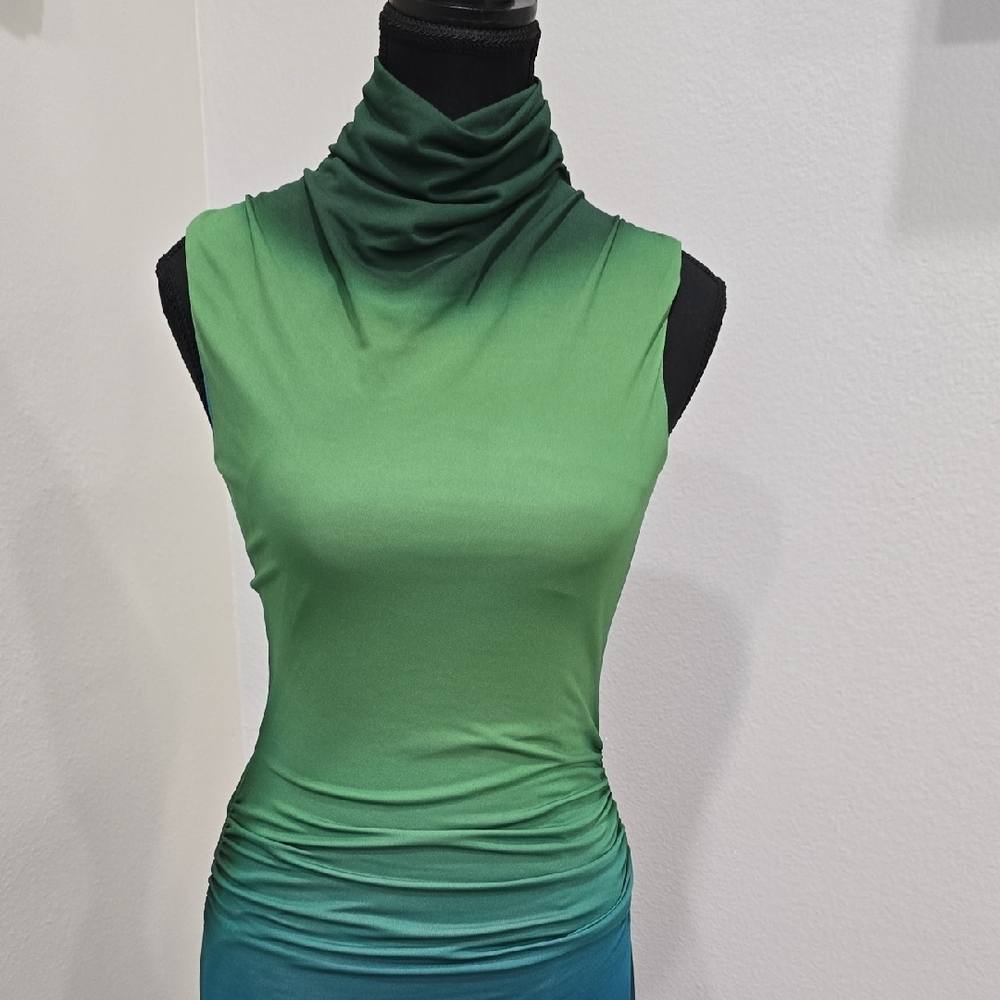 Jonathan Simkhai Aldina Sleeveless Green to Blue Ombre Maxi Dress, XS - Picture 7 of 16